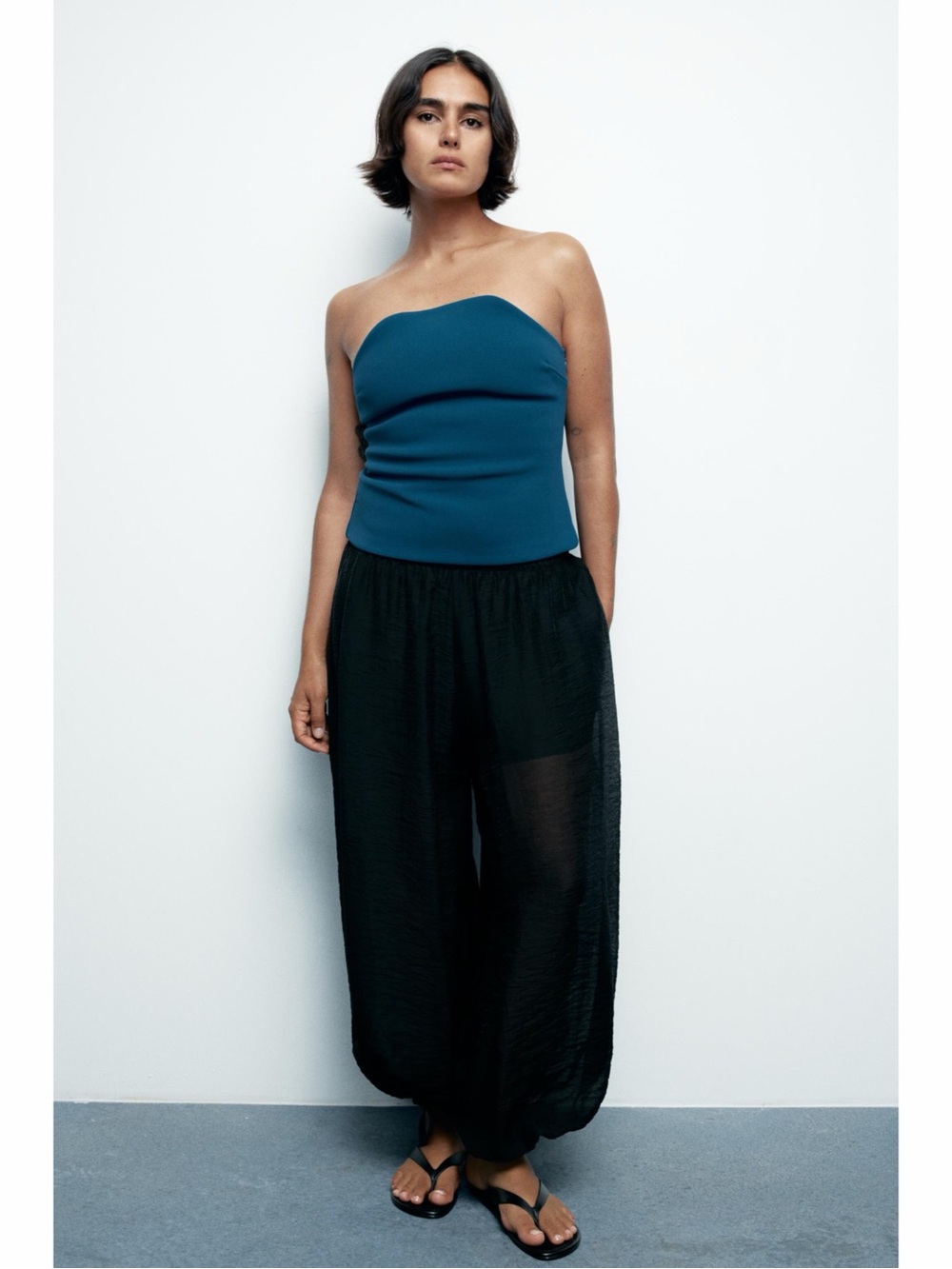 Zara Teal Strapless Top